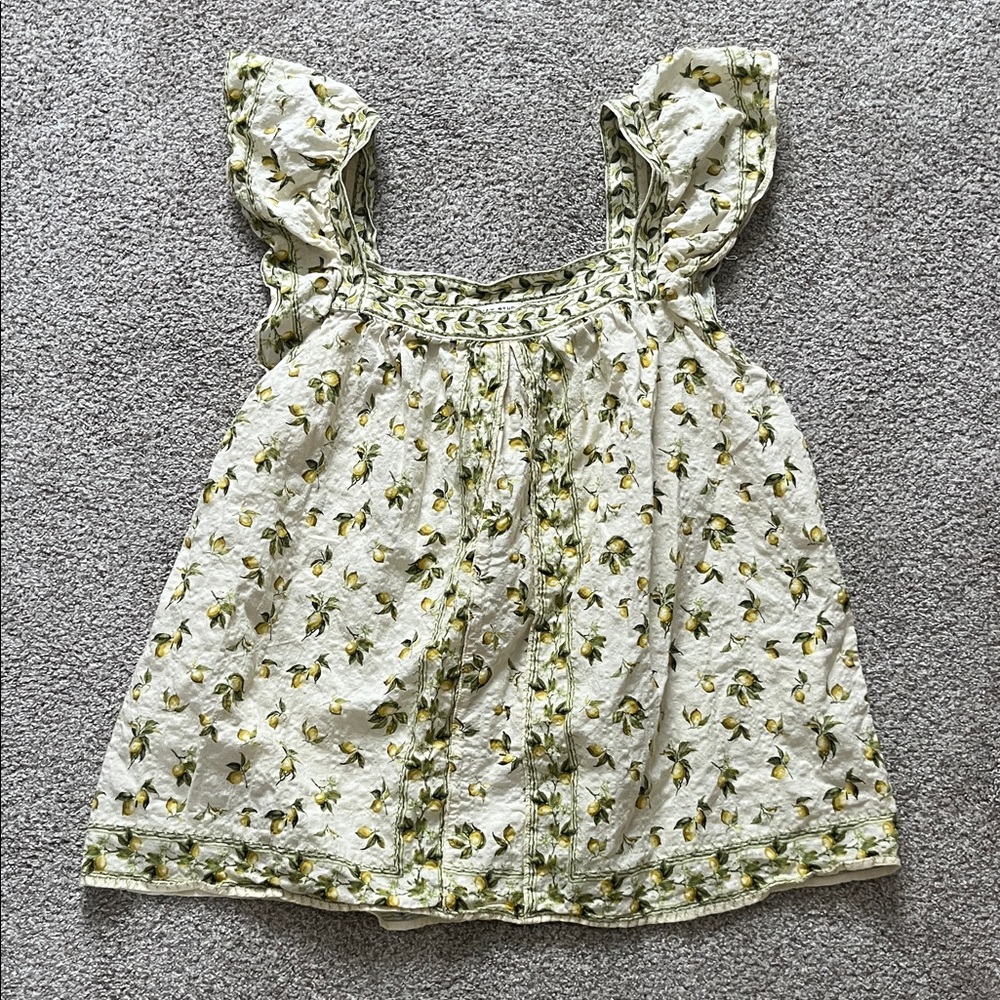 Max Studio Lemon Blouse with Ruffle Sleeves